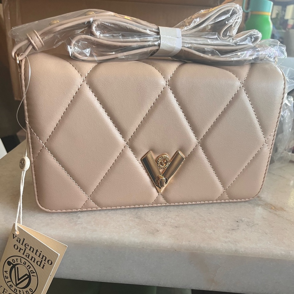 Valentino Orlandi Blush Quilted Crossbody Bag